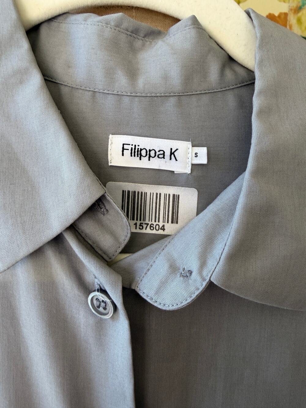 Filippa K Grey Cotton Button Down Shirt Size S NWT Indian Cotton